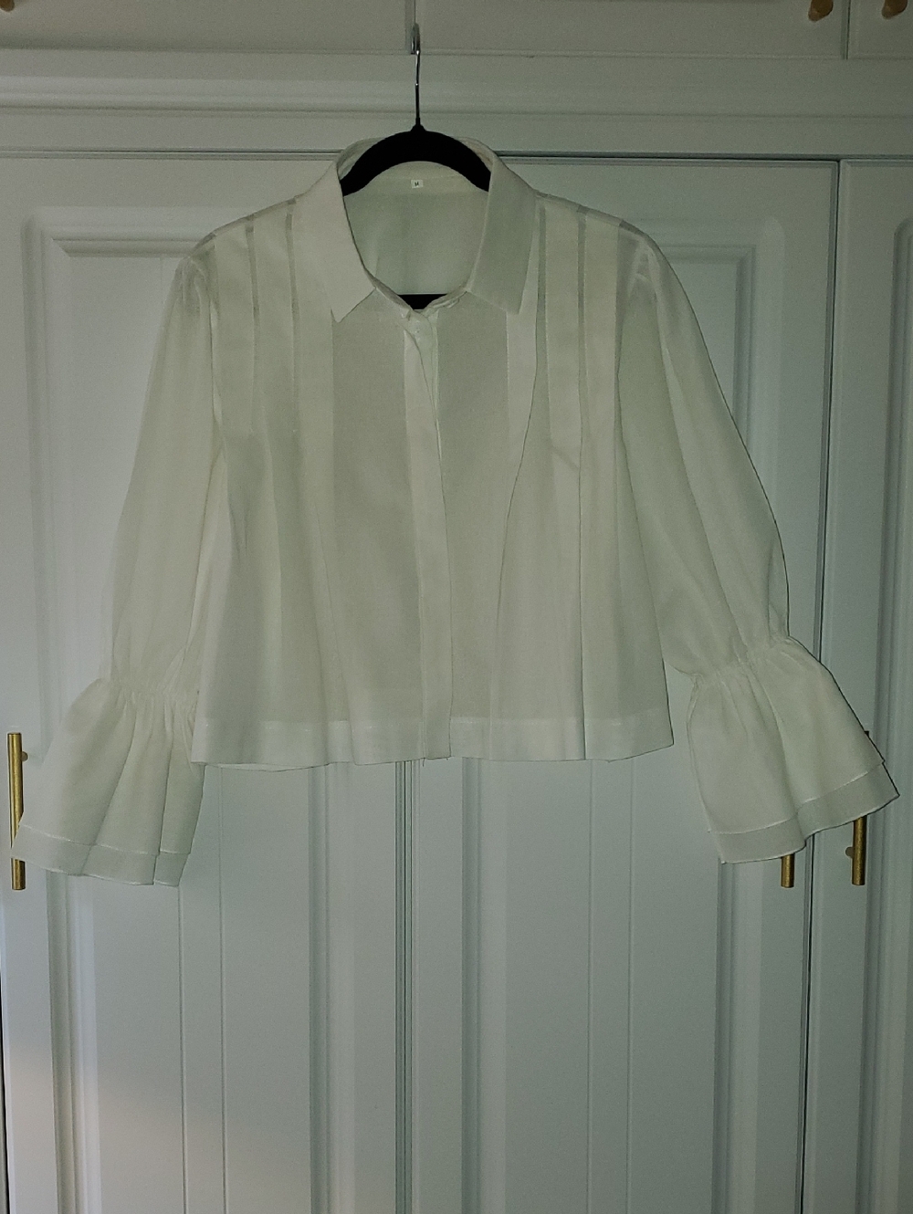 Classic White Blouse with Fluted Sleeves